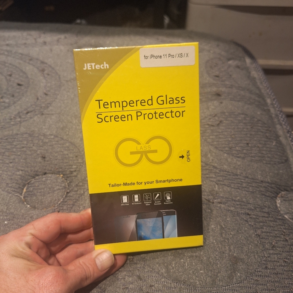Tempered glass screen protector. Still in package